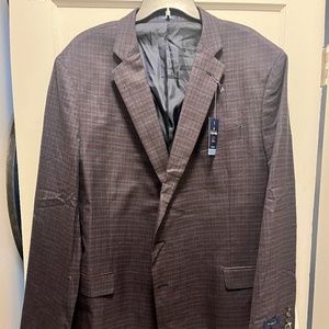Stafford Burgundy Navy Check Sport Coat Mens 54R Stretch Comfort Classic Fit